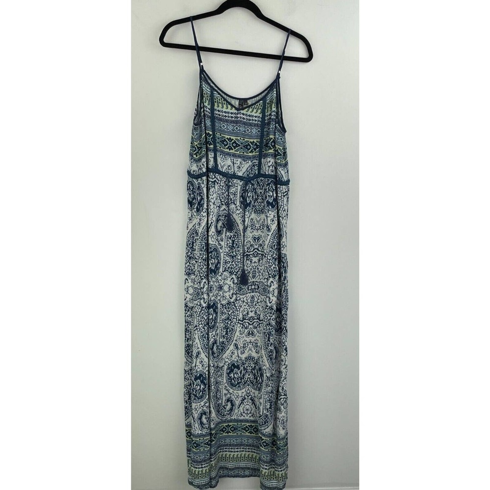 Andree Unit Small Maxi Dress Long Tassel Slit A36-08 Drawstring Waist Sleeveless